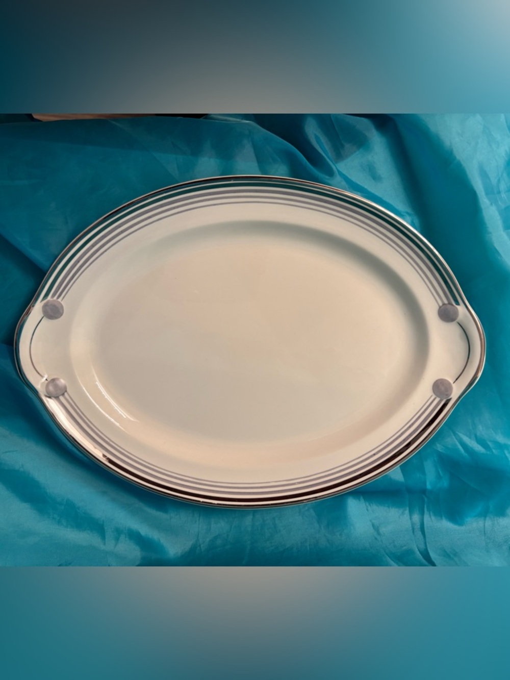 Vintage Taylor, Smith & Taylor 13" Oval Serving Platter 1872 Platinum